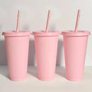 Axyaa Kawaii Coffee Cup Tumbler with Straw Lid - Portable Reusable BPA-Free Bottle