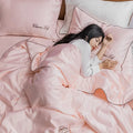 Axyaa Embroidered Tencel Cool Quilt Set with Ice Silk for Summer Luxe Comfort