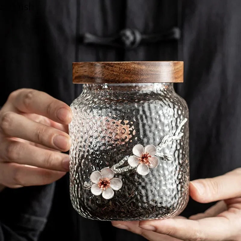 Glass Plum Blossom Candy Jar by Axya: Creative Tea & Dried Fruit Storage Container