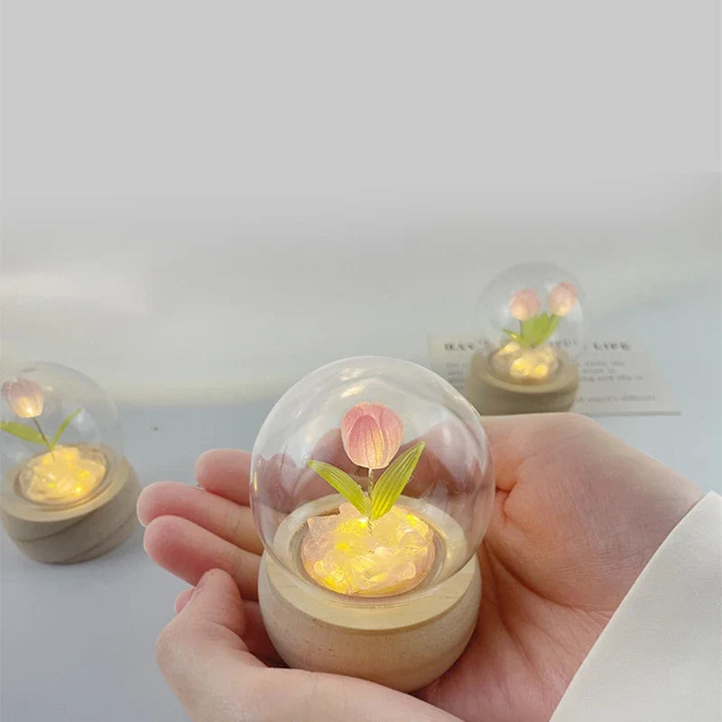 Axyaa Tulip Night Light DIY Kit: Romantic LED Flower Ambient Light Material Package