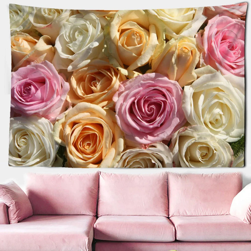 Rose Mandala Tapestry Wall Art Aesthetics by Axyaa