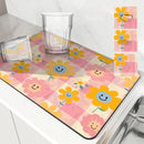 Axyaa Sunflower Anti-slip Draining Mat - Quick Dry Kitchen & Bathroom Absorbent Pad
