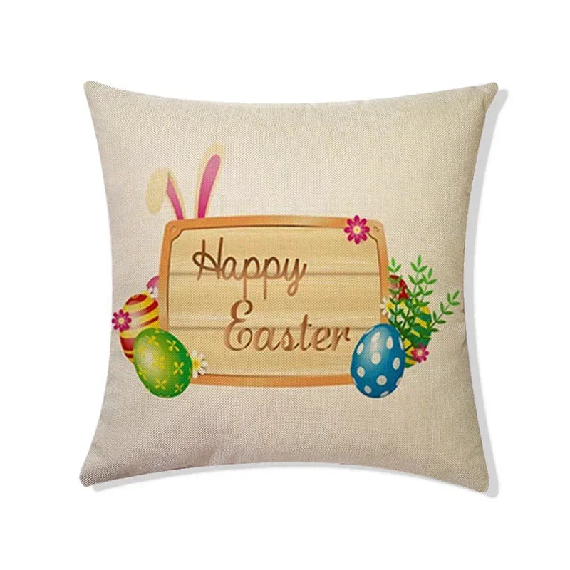 Easter Rabbit Eggs Design Linen Pillowcase - Axyaa Brings Spring Joy