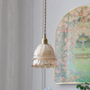 Axyaa Green Glass Shade Chandelier for Bedroom Dining Room Modern Minimalist LED Hanging Lamp