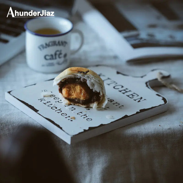 Axya Retro Wood Noodle Board for Breakfast, Letter Print, Storage Tray, Photography Props