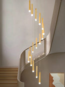Axyaa Nordic Loft Rotating Wooden Chandelier - LED Staircase Pendant Light