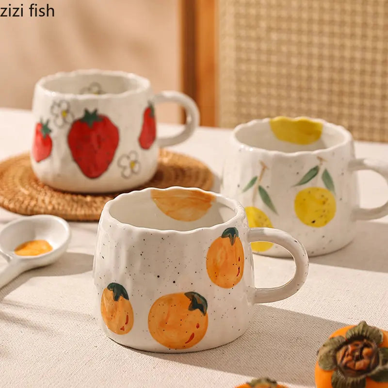 Axya Glazed Strawberry Doodle Kids Ceramic Coffee Cup