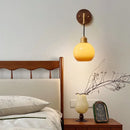 Axyaa Walnut Wood LED Wall Lamp with Pull Chain Switch