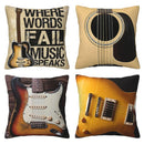 Axyaa Guitar-Theme Decorative Pillow Covers for Sofa, Bedroom, Car - Pattern Cushion Cover