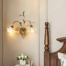 Axyaa White Pink Flower Wall Light - French Rural Leaf Bedside Lamp