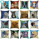 Axyaa Dog Print Linen Pillow Cover 45X45cm
