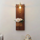 Axyaa Wood Wall Light Amber Glass Sconce E27 Gold Metal Brilliance