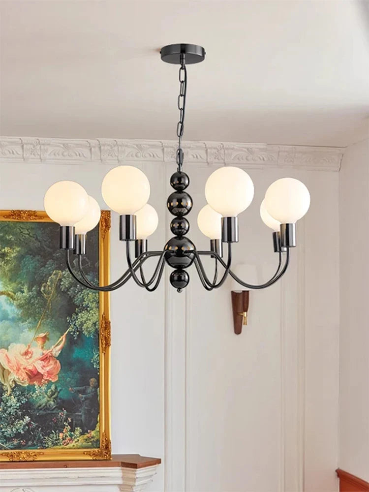 Axyaa Pearl Black Chandelier: Bauhaus High-End Minimalist Luxury