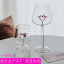 Axyaa Ripple Goblet Glass Cup with Pink Heart Design, 12oz, 350ml