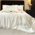 Axyaa Embroidered Silk Lace Summer Quilt Set