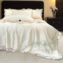Axyaa Embroidered Silk Lace Summer Quilt Set