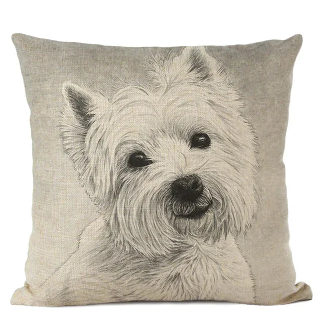 Cute Bulldog Hand-Painted Linen Pillowcase by Axyaa Teddy Collection