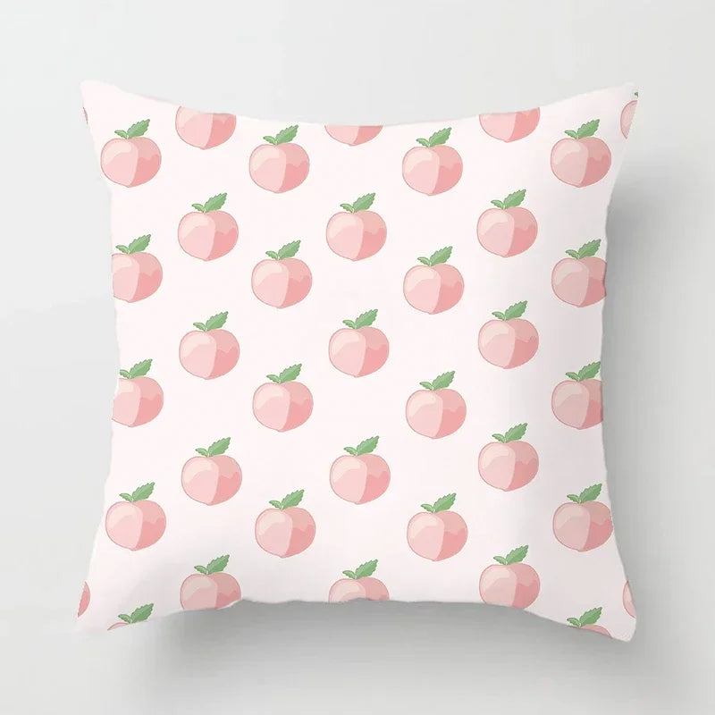 Peachy Pink Pattern Cushion Cover 45X45CM for Sofa Decor by Axyaa