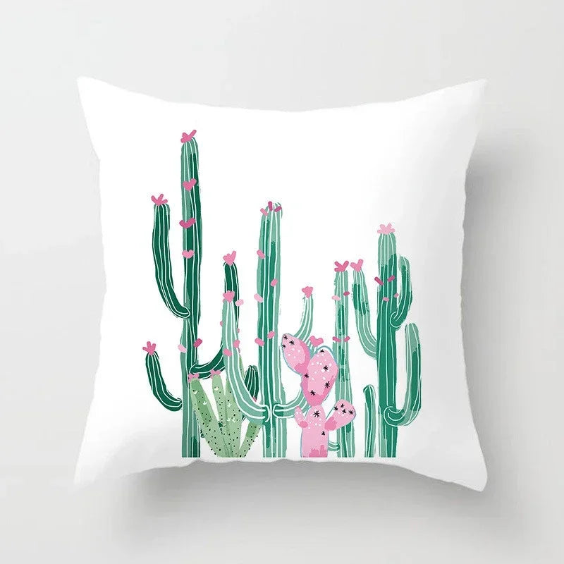 Axyaa Cactus Flower Succulent Plant Pillow Cover - Home Decorative Cushion Cover