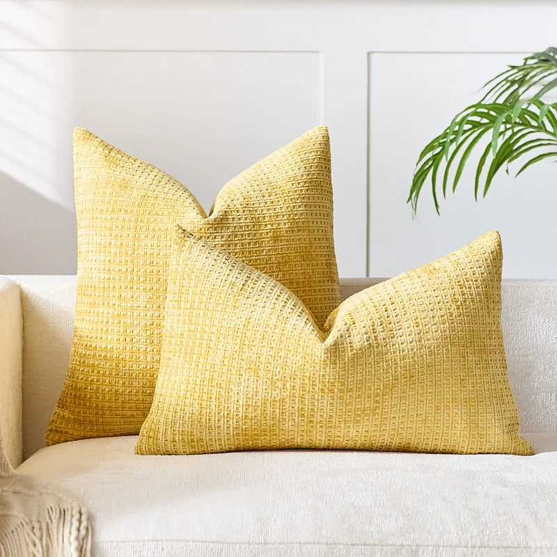 Axyaa Chenille Cushion Cover Solid Color Elegant Square 45x45cm 50x50cm