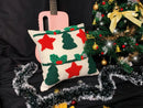 Axyaa Christmas Tree Circle Velvet Embroidery Linen Pillow Cover