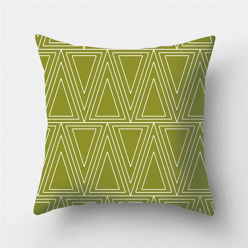 Army Green Geometric Printed Pillowcase by Axyaa for Living Room and Bedroom Decor