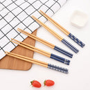 Axyaa Japanese Bamboo Chopsticks Set - 5 Pairs, Food Cat Flower Theme