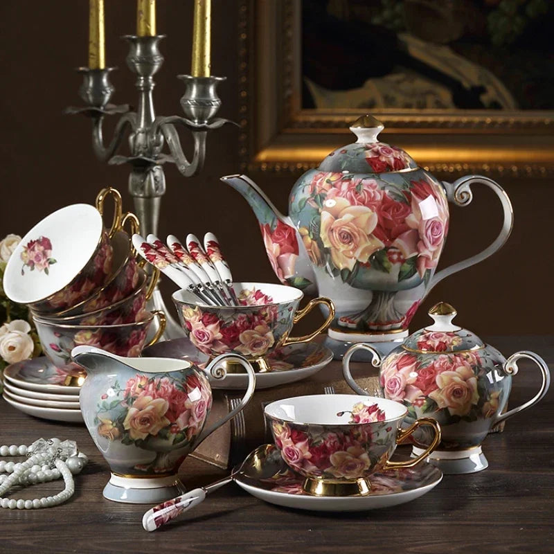 Axya Porcelain Tea & Coffee Set: Classic European Style for Afternoon Tea & Coffee Time