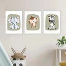 Axyaa Cute Animal Canvas Print Nursery Wall Art for Baby Kids Room