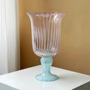 Axyaa Striped Glass Vase for Elegant Living Room Flower Arrangements