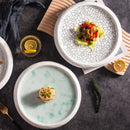 Axya Ceramic Dinner Plate Set: Round Tableware with Relief Pattern for Home and Restaurant