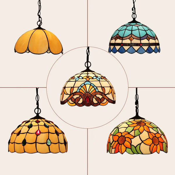 Axyaa Stained Glass Chandelier: Retro Tiffany Style for Living Room Lighting