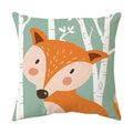Axyaa Forest Animals Cushion Cover - Cartoon Fox Rabbit Raccoon Design