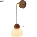 Axyaa LED Wall Sconce Walnut Wood Pull Chain Switch Art Light