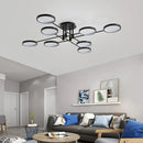 Axyaa Black Circles LED Chandelier with Remote Control for Living Room and Bedroom