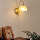 Axyaa LED Glass Wall Sconce with Pull Chain Switch for Modern Luxury Bedroom Lighting
