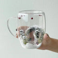 Axyaa Double-layer Glass Cup - Christmas Snow Scene Design