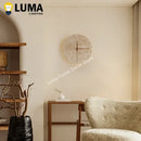 Axyaa Luma Yellow Travertine Wall Light Clock, Round Natural Stone for Home Decor