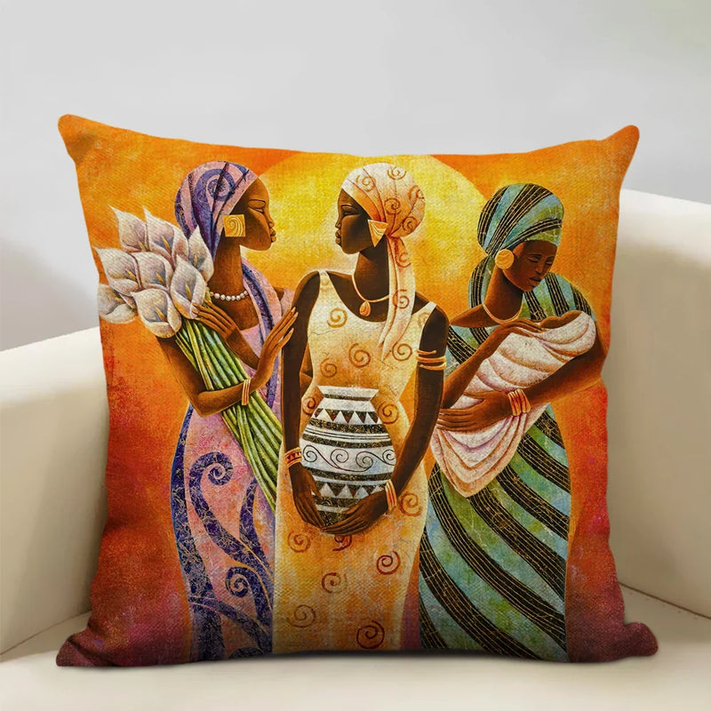 Axyaa African Woman Ethnic Cushion Cover 45x45cm