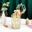 Axyaa Glass Makeup Brush Holder & Organizer: Cosmetic Desk Container for Lipstick, Eyebrow Pencil