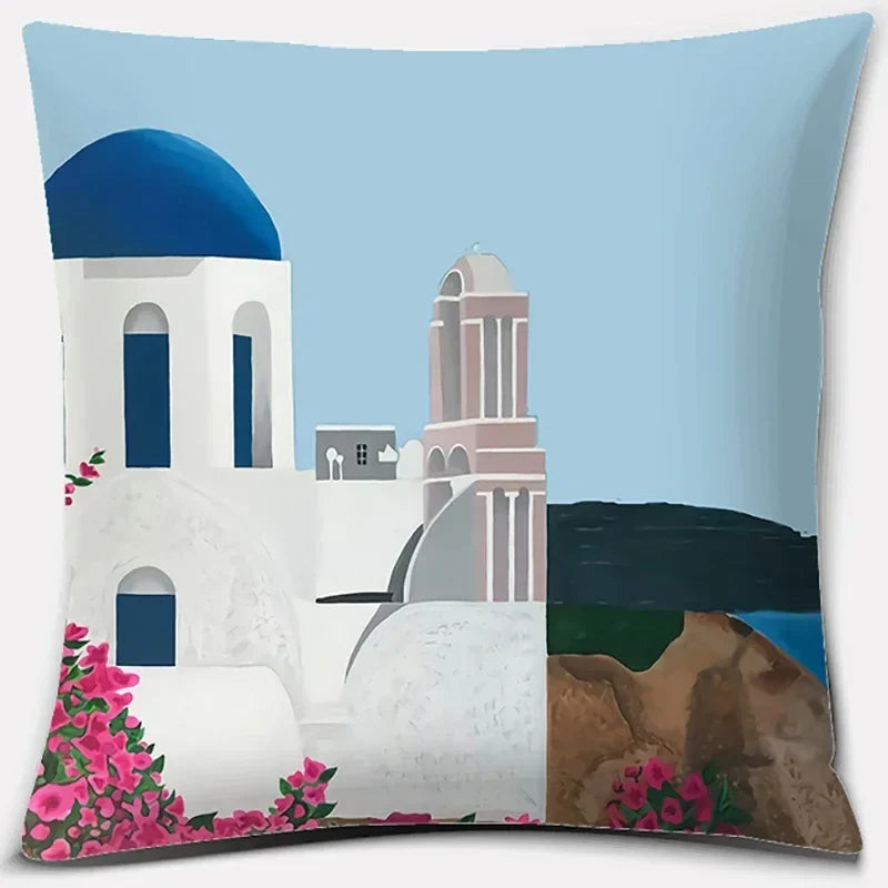 Axyaa Santorini Series Pattern Pillowcase Square Cushion Cover Home Sofa Decor
