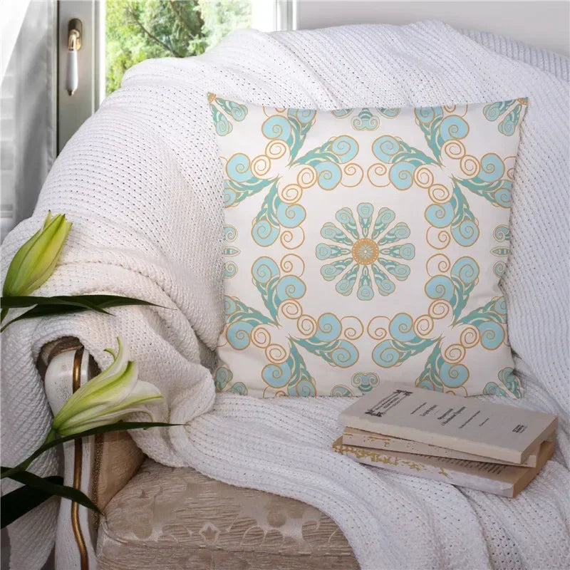 Modern Geometry Print Pillow Case for Home Decor by Axyaa - Mint Green Pillow Cover