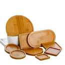 Axyaa Bamboo Coaster Set for Home Decor and Kitchen, Multi-use Wood Tray Plate
