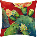 Luxurious Axyaa Succulent Cactus Flower Printed Linen Throw Pillow Case