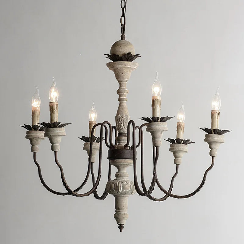 Axyaa Retro Craft Wood Chandelier for Living Room Farmhouse Church Villa Dining