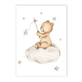 Axyaa Custom Bear Canvas Print with Personalized Name for Nursery Wall Art