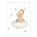Axyaa Custom Bear Canvas Print with Personalized Name for Nursery Wall Art