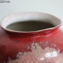 Axyaa Red Ceramic Retro Vase: Creative Plant Pot for Floral Arrangements