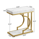Axyaa White Gold C-Shape End Table Modern Bedside Small Side Table