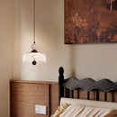 Axyaa Walnut Wood Grain Pendant Light - Antique Style Single Head Hanging Line Light